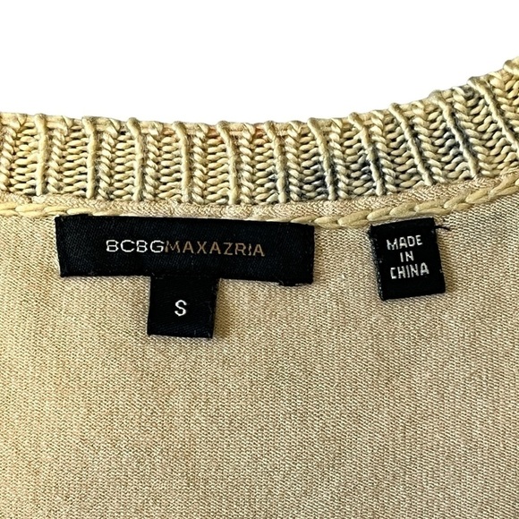 BCBGMazAzria Sequin Floral Animal Print Scoop Sweater. Tan Orange Size S #1284 - Picture 9 of 10